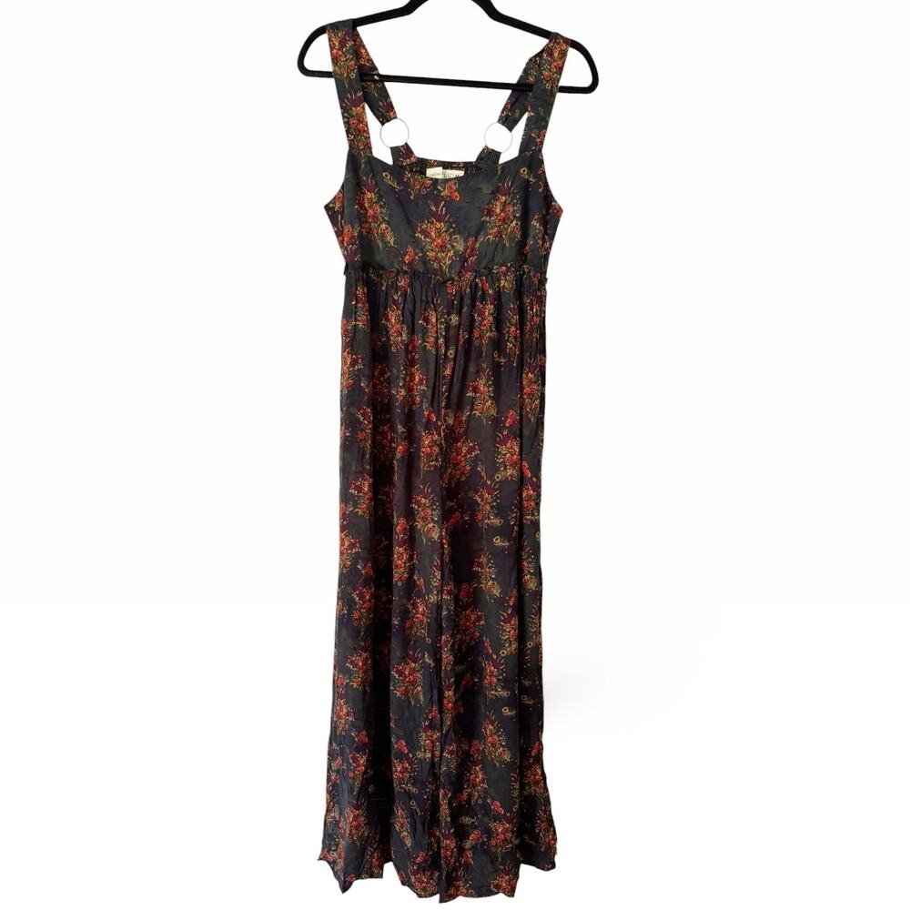 NWOT Natural Life Dark Floral Wide Leg Overall Jumpsuit Size Medium